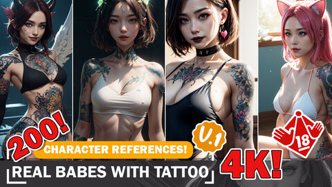 Tattoo Beauties Realistic - Version 1 200 Breathtaking |4K Reference Images