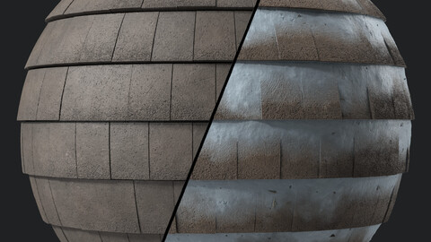 Roof Tile Materials 65- Concrete Roofing by Sbsar generator | Seamless, Pbr, 4k