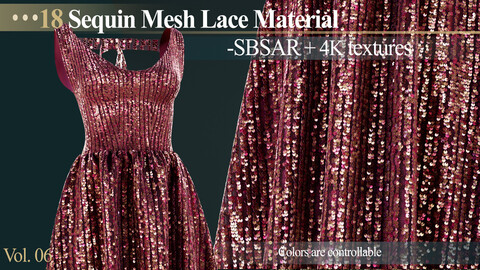 18 Sequin Lace Material (-SBSAR + 4K textures)