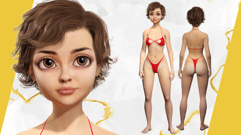 I Rigged Belle girl - Versatile Beauty - 3D Female Character Low-poly 3D model