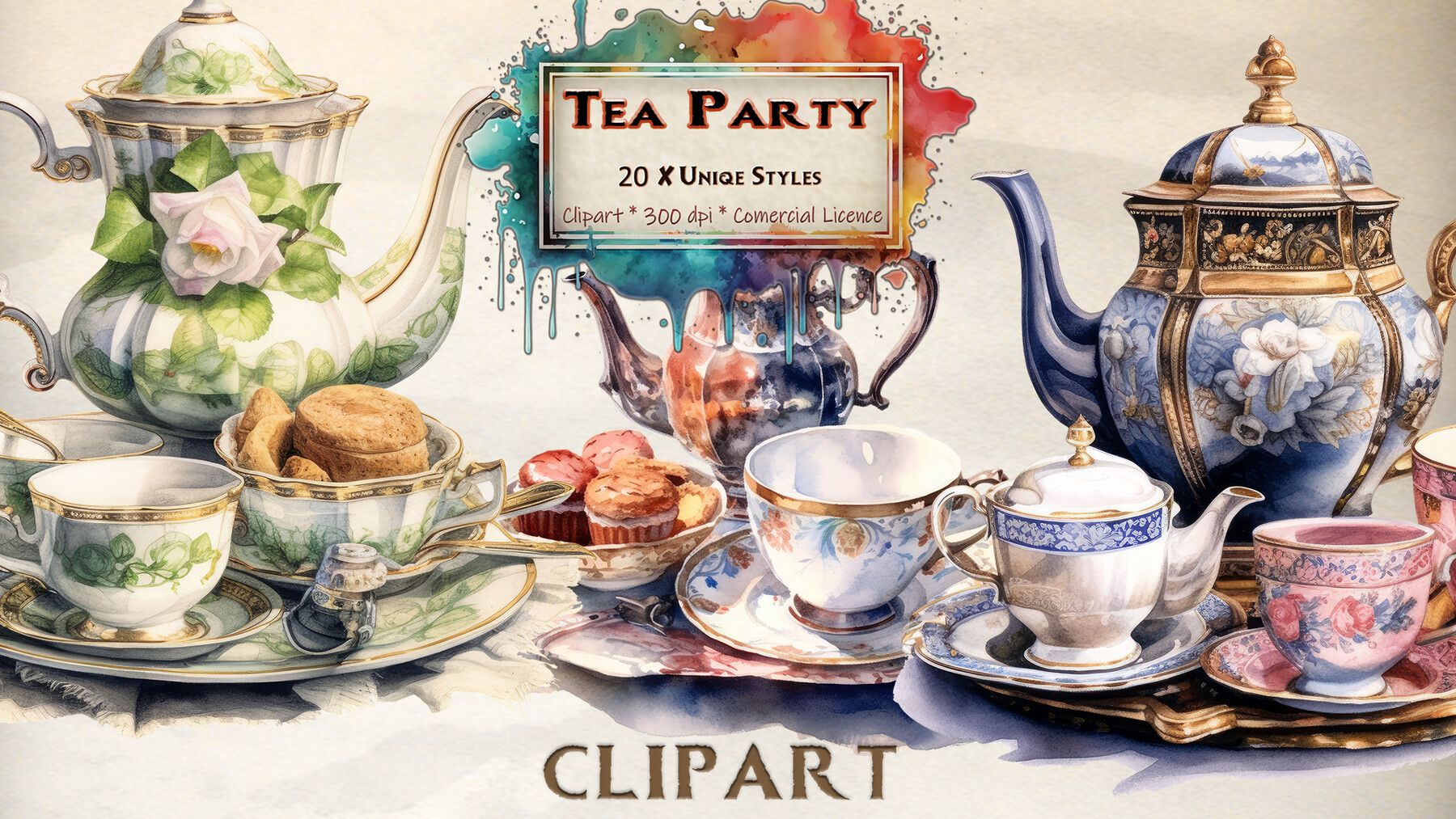 high tea party clip art