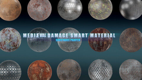26 medieval damage metal smart material +PBR +ALPHA