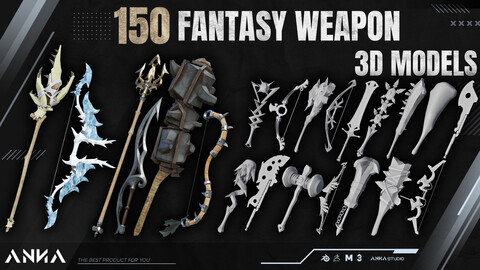 150 Fantasy Weapon 3D Models