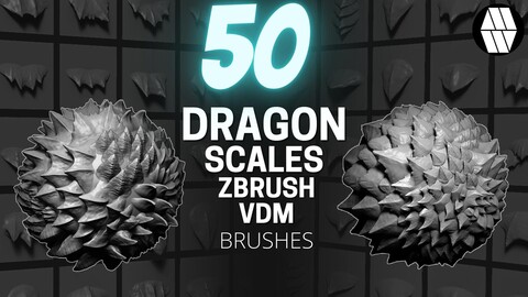 50 DRAGON SCALE VDM BRUSHES - Custom made Brushes to use in ZBrush