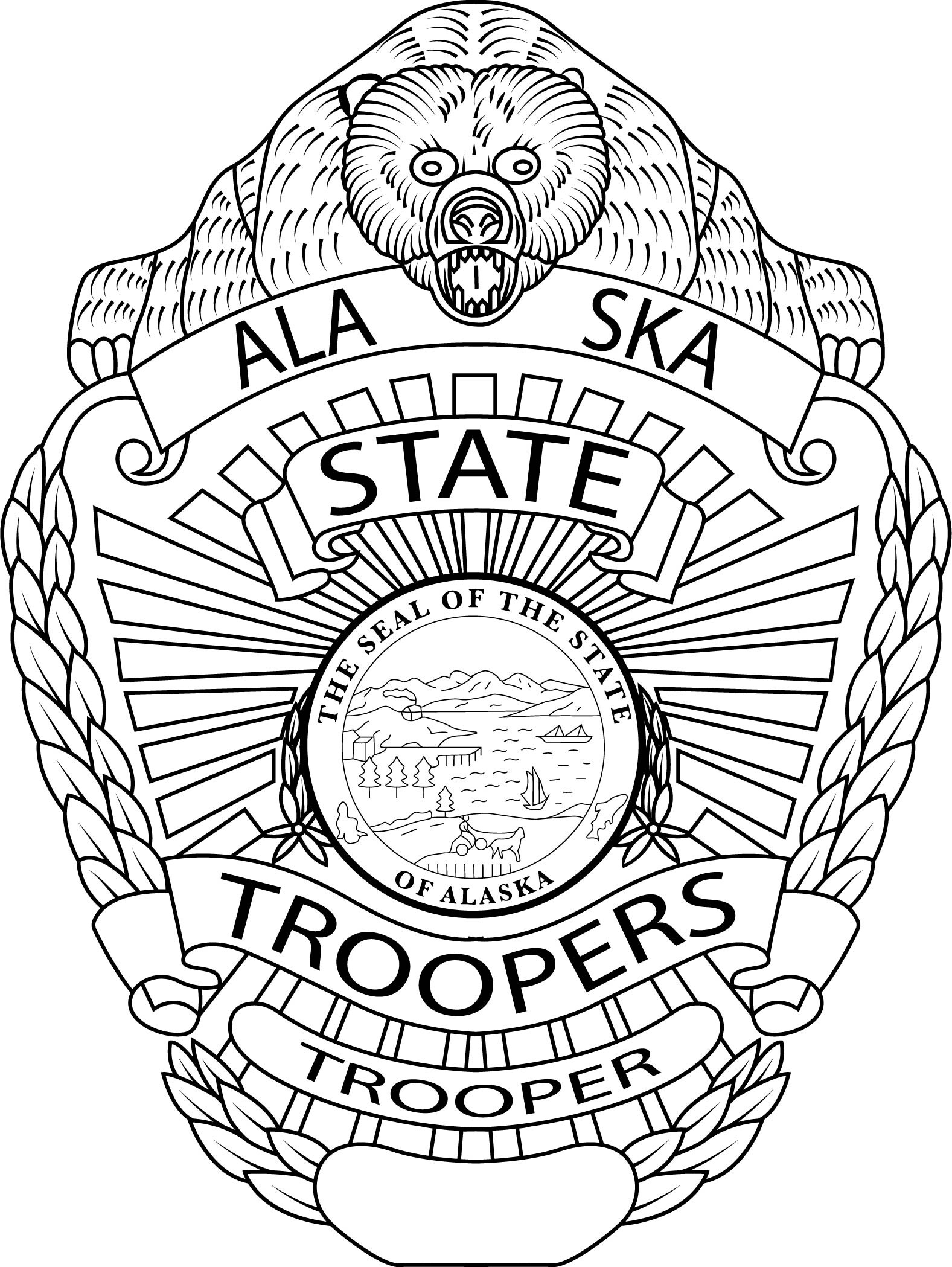 ArtStation - STATE OF ALASKA TROOPER BADGE VECTOR FILE Black white ...