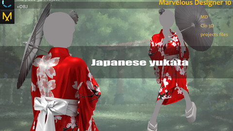 Japanese Yukata_Clo3d, Marvelous Designer Project ( FBX & OBJ)if needed
