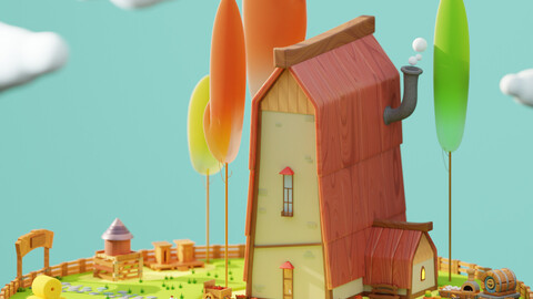 Farm-Buildings, Environment, Assets, made in Blender 3D