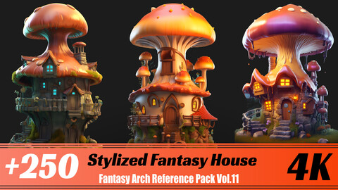 +250 Stylized Fantasy House | 4K | Fantasy Arch Reference Pack Vol.11