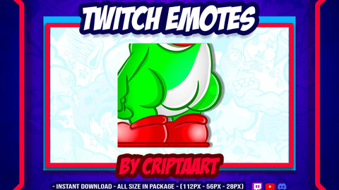 Twitch Emote | Yoshi booty | Gameplays | Bowset | Mario Bros | Peaches | Video Games | Dinosaur