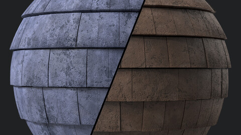 Roof Tile Materials 70- Dirty Concrete Roofing | Seamless, Pbr, 4k