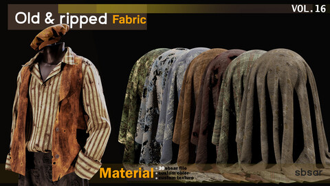 procedural old & ripped(torn) fabric Material -SBSAR -custom color -custom fabric -VOL 16