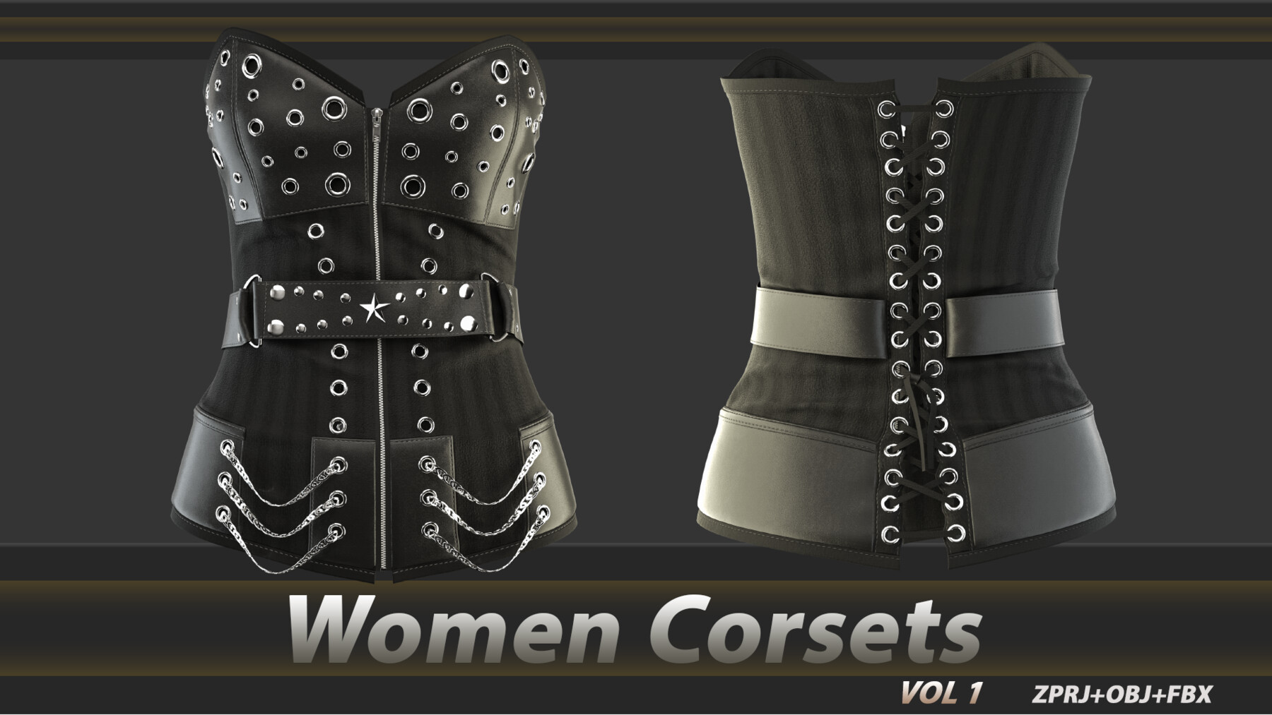 Artstation 3 Women Corsets Zprjobjfbx Vol 1 Game Assets