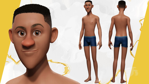 III Versatile Beauty - 3D Afro-American Male Character Low-poly 3D model