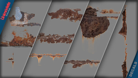 Decals Rusty metal Vol. 8 - Ideal for Photoshop and Substance painter - Normal map included