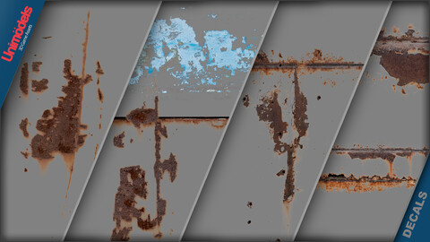 Decals Rusty metal Vol. 6 - Ideal for Photoshop and Substance painter - Normal map included