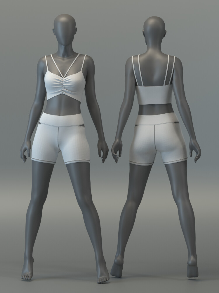 ArtStation - Ruched Tank & Shorts Set | Resources