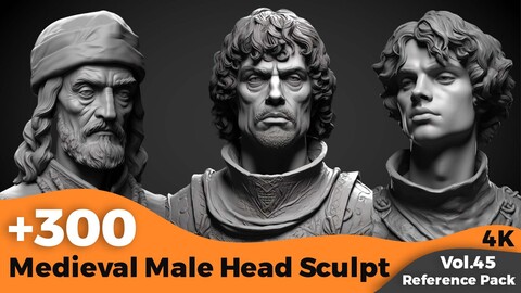 +300 Medieval Male Head Sculpt(4k)