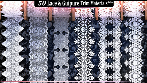 50 Lace and Guipure Trim Materials ( SBSAR + Textures ) .Vol6