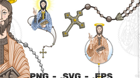 Vector Design Of Santiago Apostle With Rosary