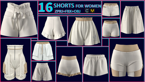 16 SHORTS FOR FEMALE/ VARIOUS STYLES/ ZPRJ/ OBJ/ FBX