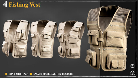 4 Fishing Vest / Marvelous Designer / 4k Textures/Smart material