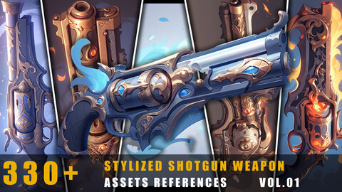 330+ Stylized Shotgun Weapon - Assets References Vol.01