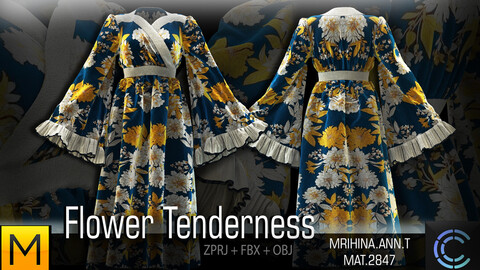 Flower Tenderness. Clo3D. Marvelous Designer.