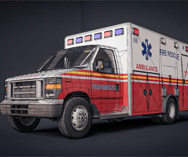 ArtStation - Ambulance 3D Model (with Interior) For Games & Cinematics | Game Assets