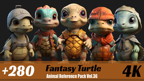 +280 Fantasy Turtle | 4K | Animal Reference Pack Vol.36