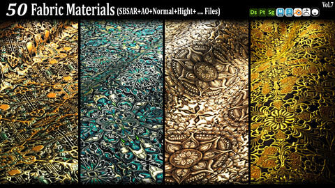 50 Fabric And Guipure Materials (SBSAR+AO+NRM+Hight+...) VOl.7