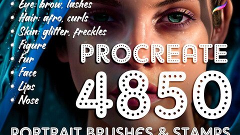 Procreate Brushes procreate stamps hair brushes skin brushes face stamp eye brushes portrait brushes portrait stamp procreate poses bundle