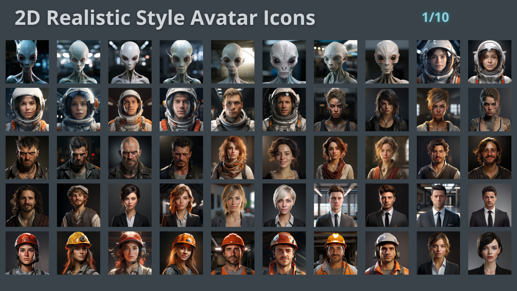 Artstation 2d Realistic Style Character Avatar Icons Mega Pack V1 Game Assets 7035
