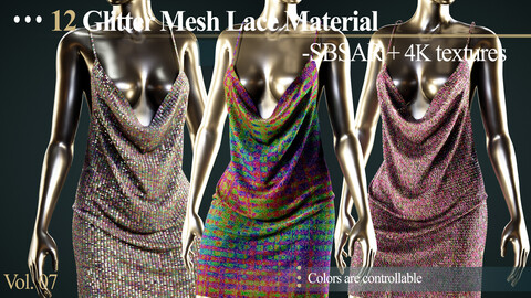 12 Glitter Lace Material (-SBSAR + 4K textures)