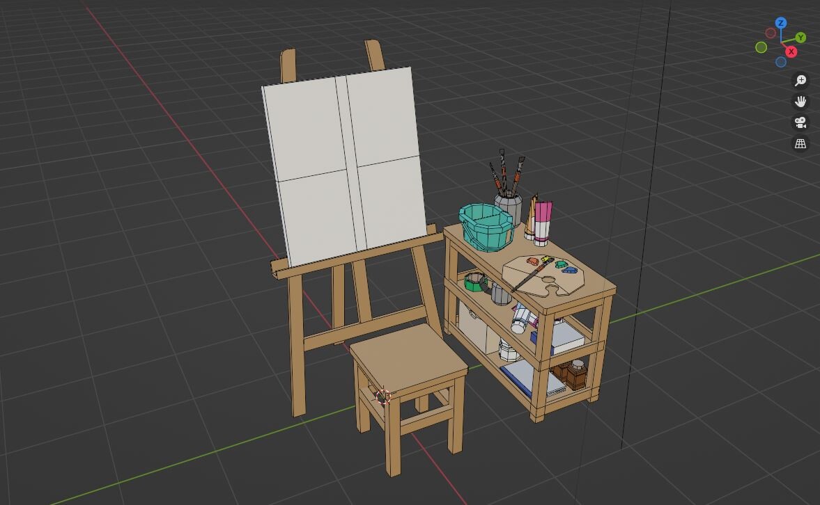 ArtStation - Interior design asset _ art supplies ( easel & deco )