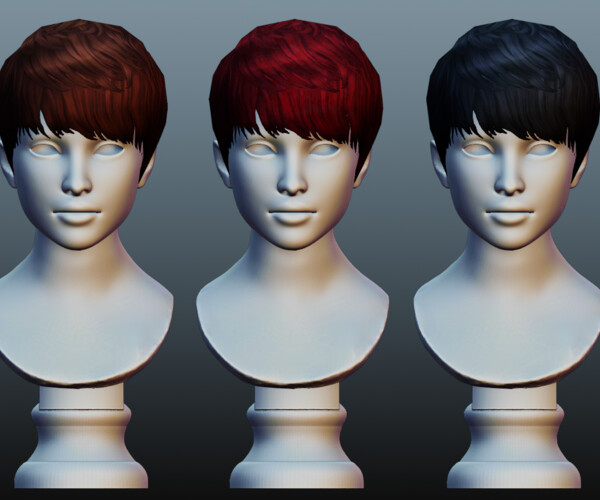 Female hair lowpoly 3 colors 3D Model $15 - .unknown .3ds .max