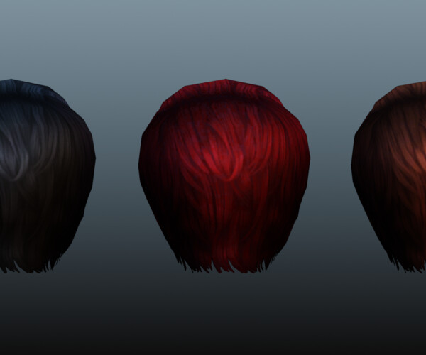 Female hair lowpoly 3 colors 3D Model $15 - .unknown .3ds .max