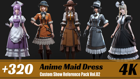 +320 Anime Maid Dress Vol.02 | 4K | Custom Show Reference Pack Vol.02