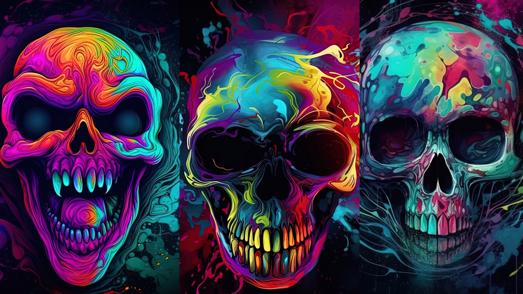 colorful skull wallpaper hd