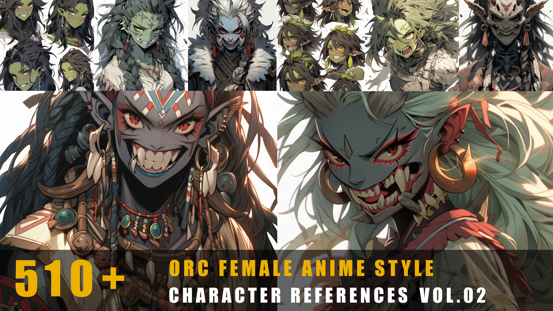 510+ Orc Female Anime Style - Character References Vol.02