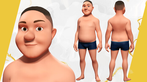 IX Plus-Size Man Model - Fat BOy stylized Male cartoon Low-poly 3D model