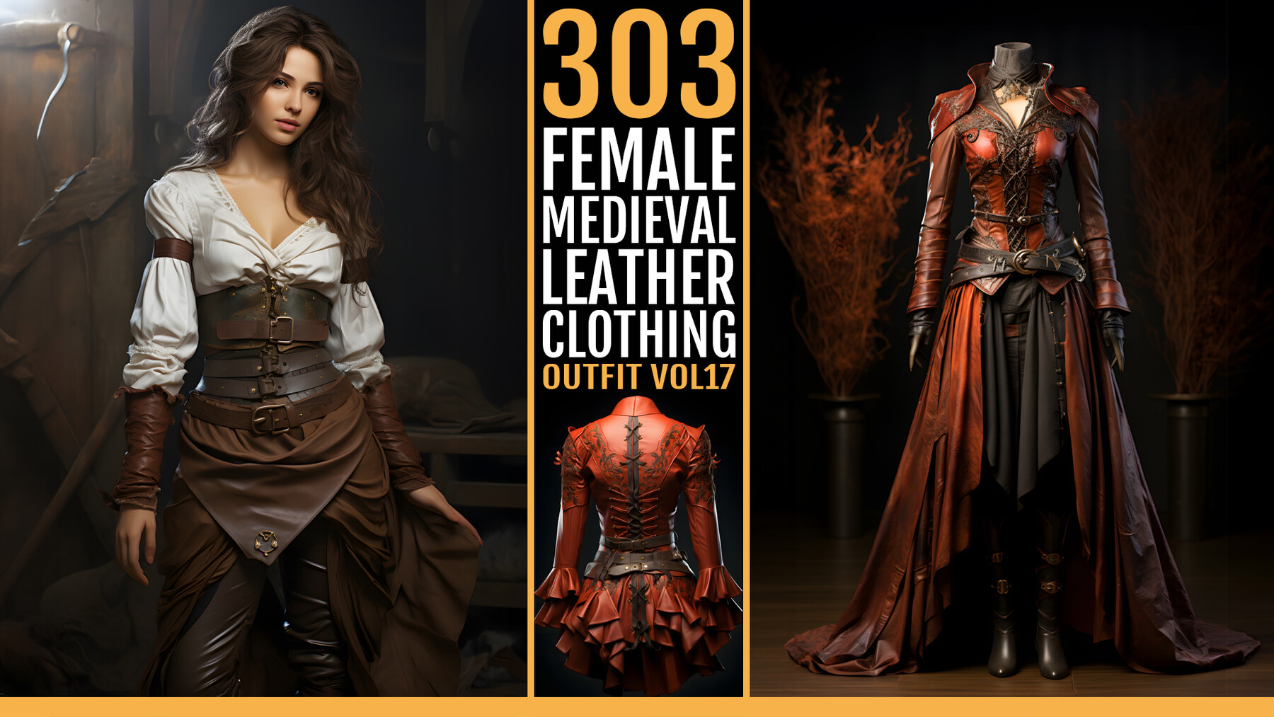 ArtStation - 303 Women's Medieval Leather Clothing VOL17