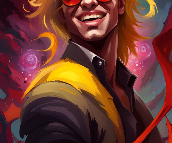 ArtStation - Masculine blonde haired, yellow eyes, red sunglasses ...