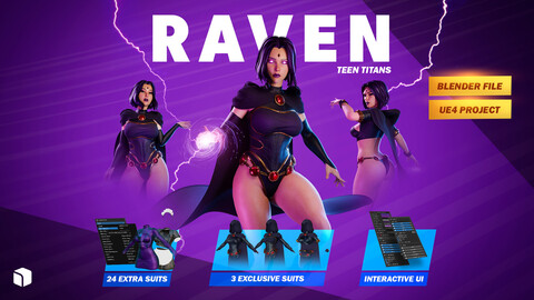 Raven - Teen Titans 3D Blender