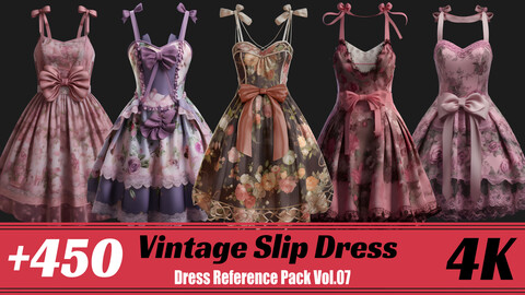 +450 Vintage Slip Dress | 4K | Dress Reference Pack Vol.07