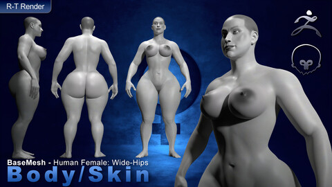 Human Female [ Body/Skin Basemesh ] Wide-Hips