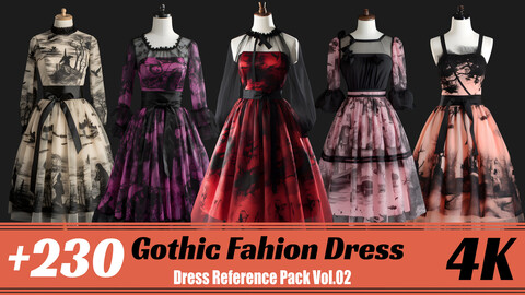 +230 Gothic Fashion Dress | 4K | Dress Reference pack Vol.02