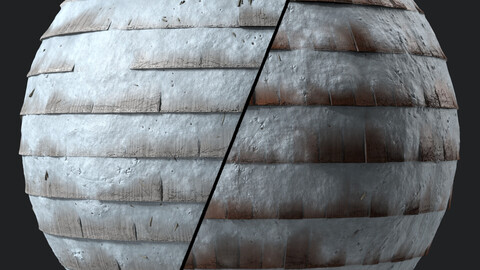 Roof Tile Materials 78- Wooden Roofing By Snow | Sbsar, Seamless, Pbr, 4k