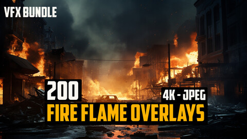 200 Fire Flame Overlays - 4k - JPEG