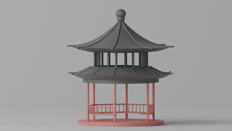 Cartoon Chinese Pavilion 2 3D model