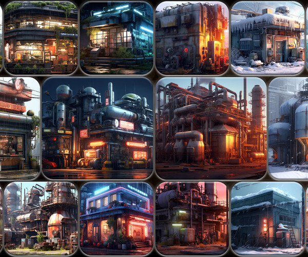 ArtStation - 230 Electropunk Environment - Exterior Reference Pack | 4K ...